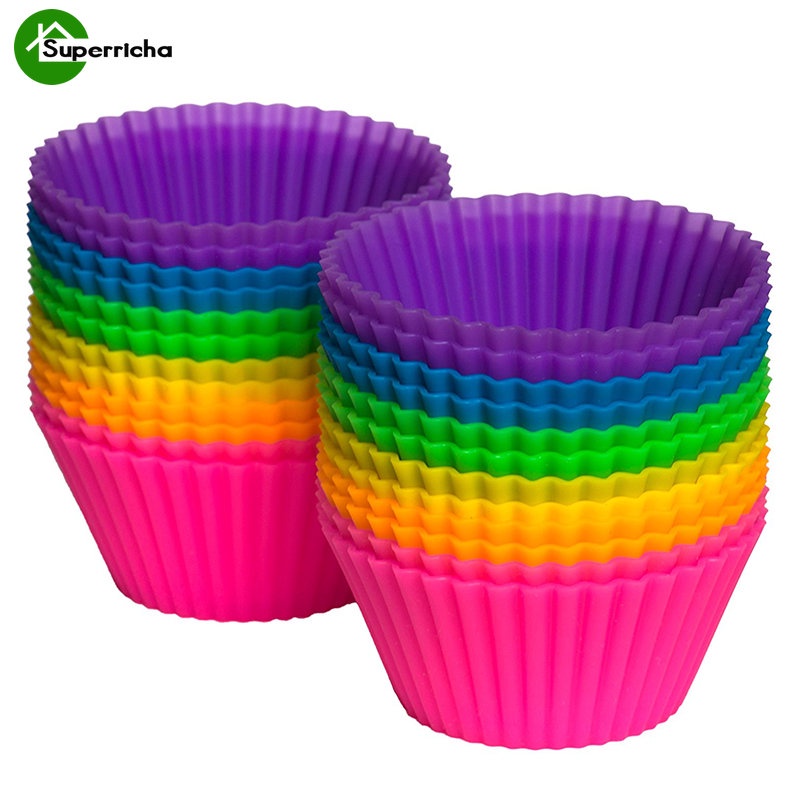 Hot Sale/Reusable Silicone Cake Cupcake Liner/Cetakan Kue Cupcake Muffin Berbentuk Bulat Alat Masak Dapur Rumah