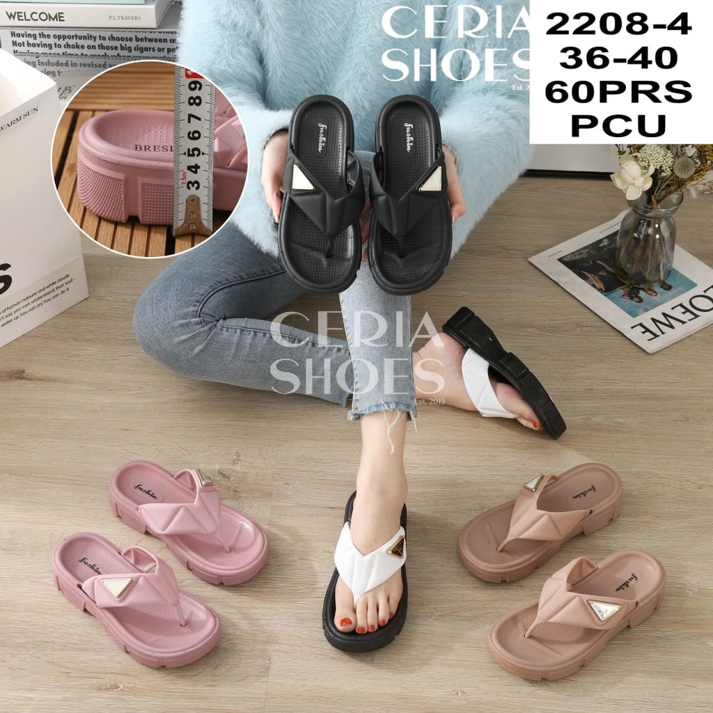 PVC Sandal Jepit Wanita Karet Import Jelly Pin Gold Bahan Tebal Empuk Anti Slip 2208