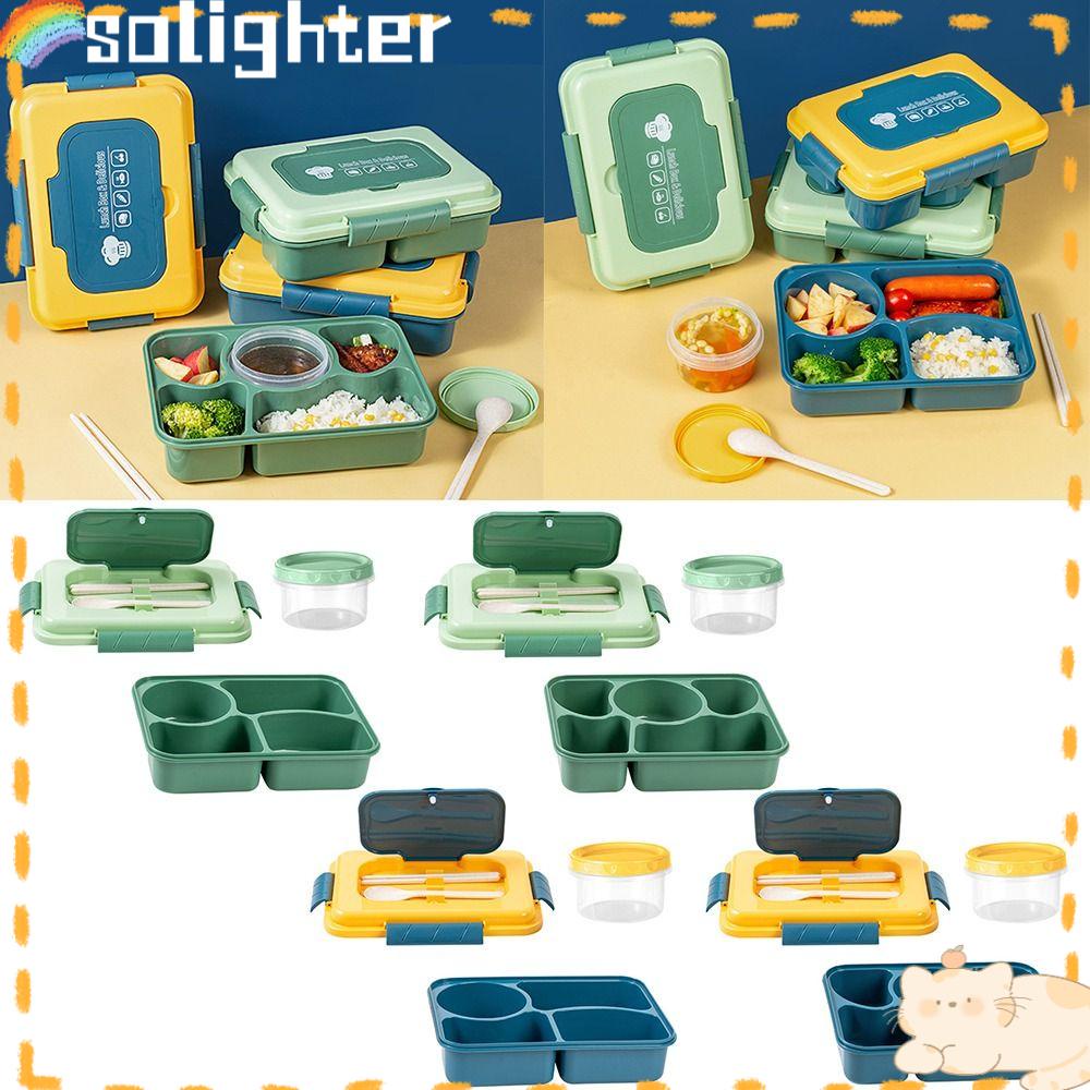 Solighter Five Grids Lunch Box Mudah Dibersihkan Sealed Waterwash Microwave Bento Box