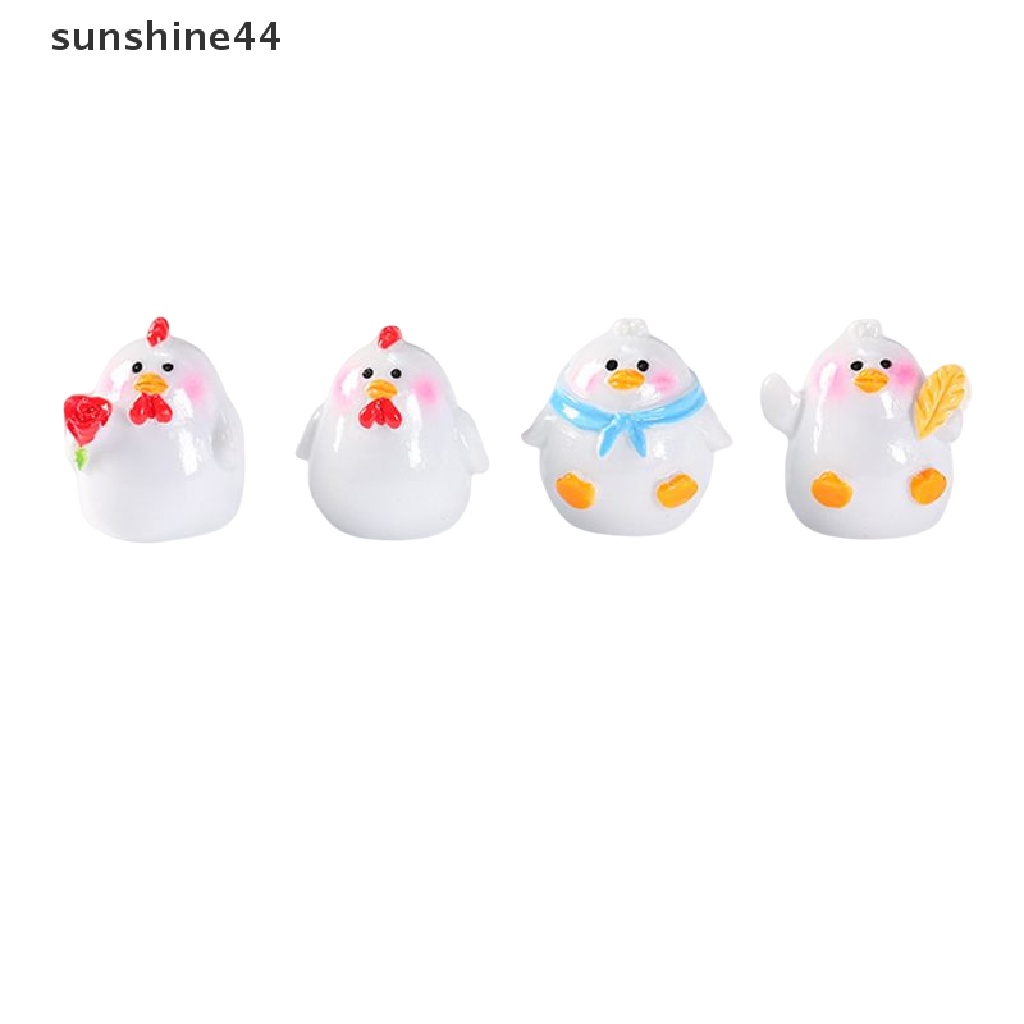 Sunshine1/4pcs Patung Ayam Peri Kebun Ayam Mini Miniatur Paskah Dekorasi Rumah ID