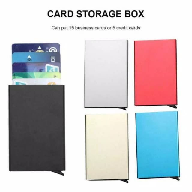 Image of Premium RFID block aluminium dompet kartu kredit otomatis card holder auto pop up #4