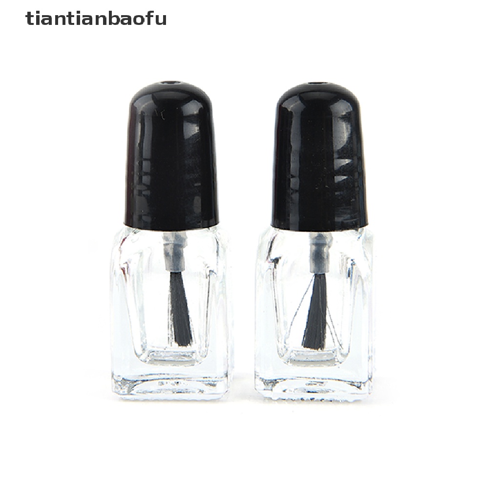 [tiantianbaofu] 2ml/3ml Wadah Penyimpanan Botol Kaca Bening Kutek Kosong Dengan Butik Tutup Hitam