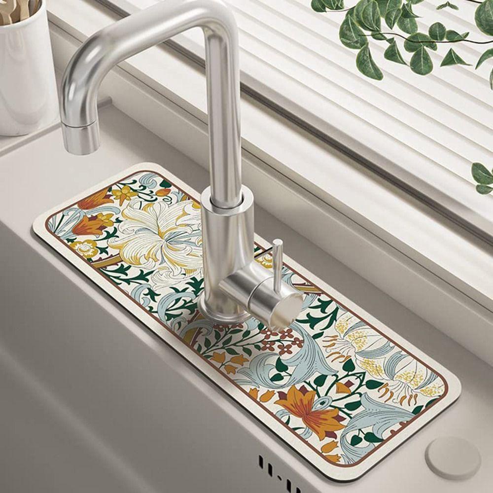 Suyo Faucet Draining Mat Fantasy Style Bathroom Splash Guard Alas Pengeringan