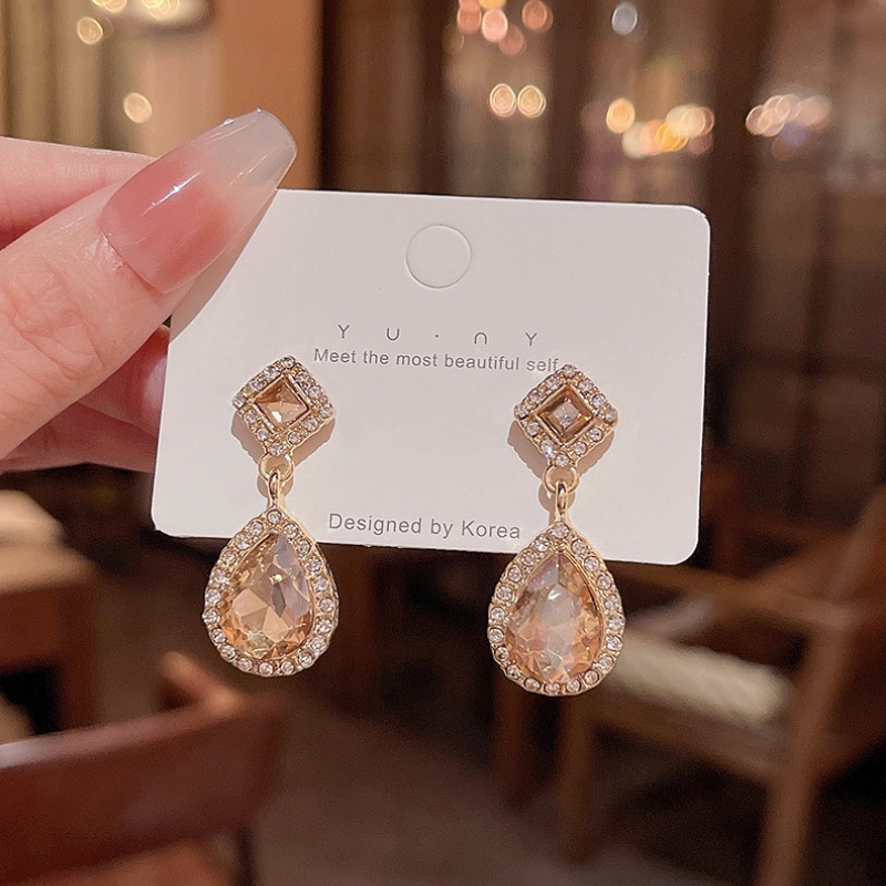 Fashion Vintage Teardrop Berbentuk Anting Wanita Serbaguna Berlian Imitasi Stud Earrings Aksesoris Untuk Segala Acara