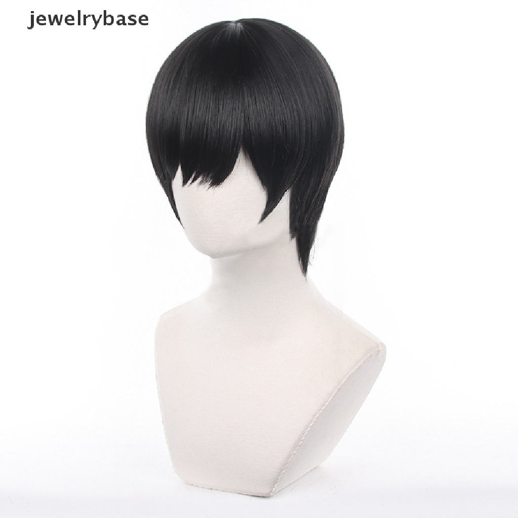 [jewelrybase] Anime Chain Man Yoshida Hirofumi Cosplay Wig Pendek Hitam Tahan Panas Sintetis Pesta Halloween Wig Butik