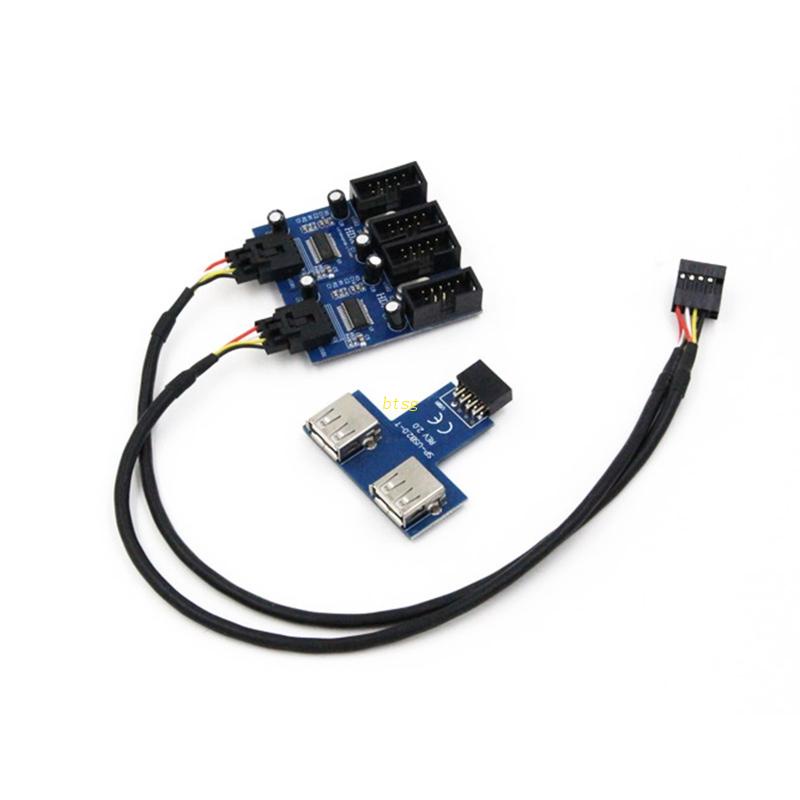 Btsg Motherboard Usb 2.0 9-pin Kabel Ekstensi Satu Ke Empat/One-to-Two Desktop Circuit Board Splitter Connector Adapter P