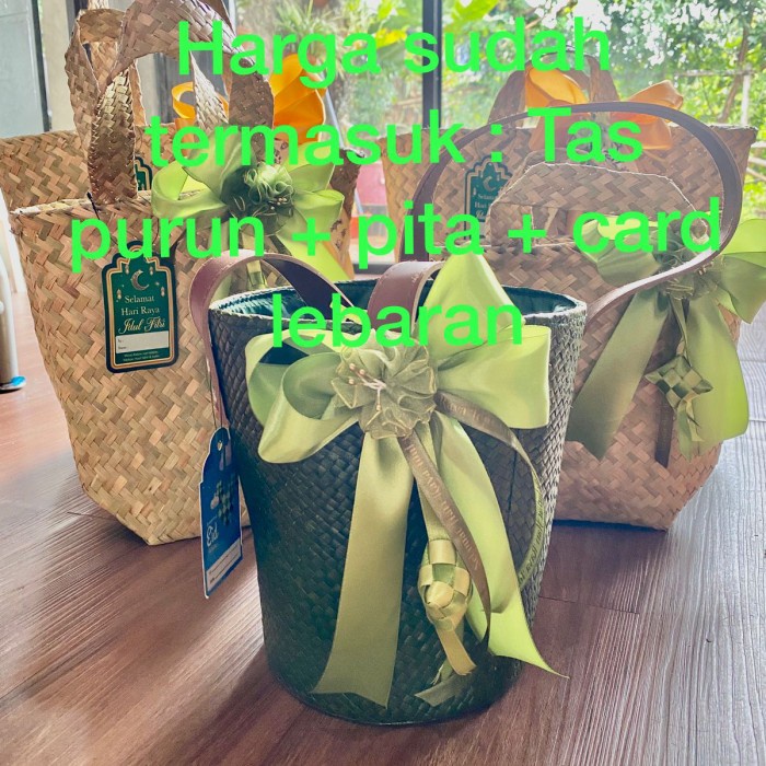 

Terlaris ✨ -Parsel lebaran / tas parcel / tempat hampers/ tas purun 30cm - Pita tupat 25cm- 2.2.23