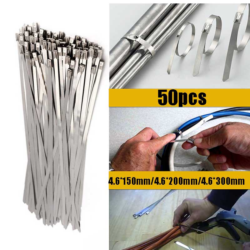 

50Pcs 15/20/30Cm Kabel Ties Stainless Steel Cable Ties Kabel Tis Steel 304