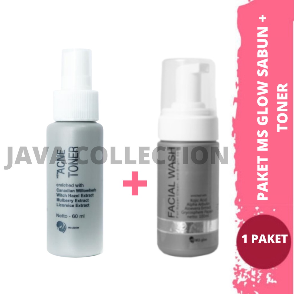 PAKET MS GLOW SABUN / FACIAL WASH + TONER GLOWING/ACNE