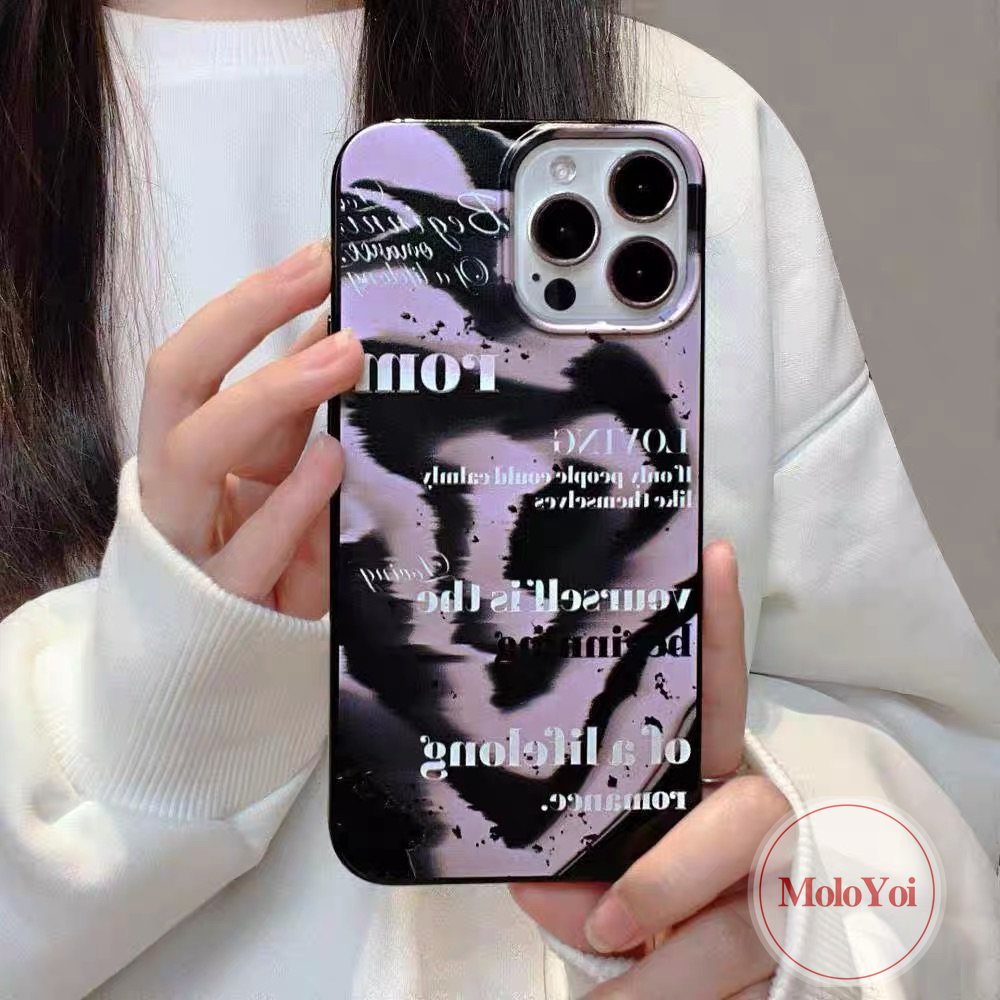 IPHONE Case Kompatibel Untuk Iphone11 7plus 14 Pro Max X XS Max7 8 Plus XR 13 12 Pro Max SE 2020 Huruf Inggris Halo Dyed Cat Air Shockproof Protection Camera Glossy Halus Soft Cover