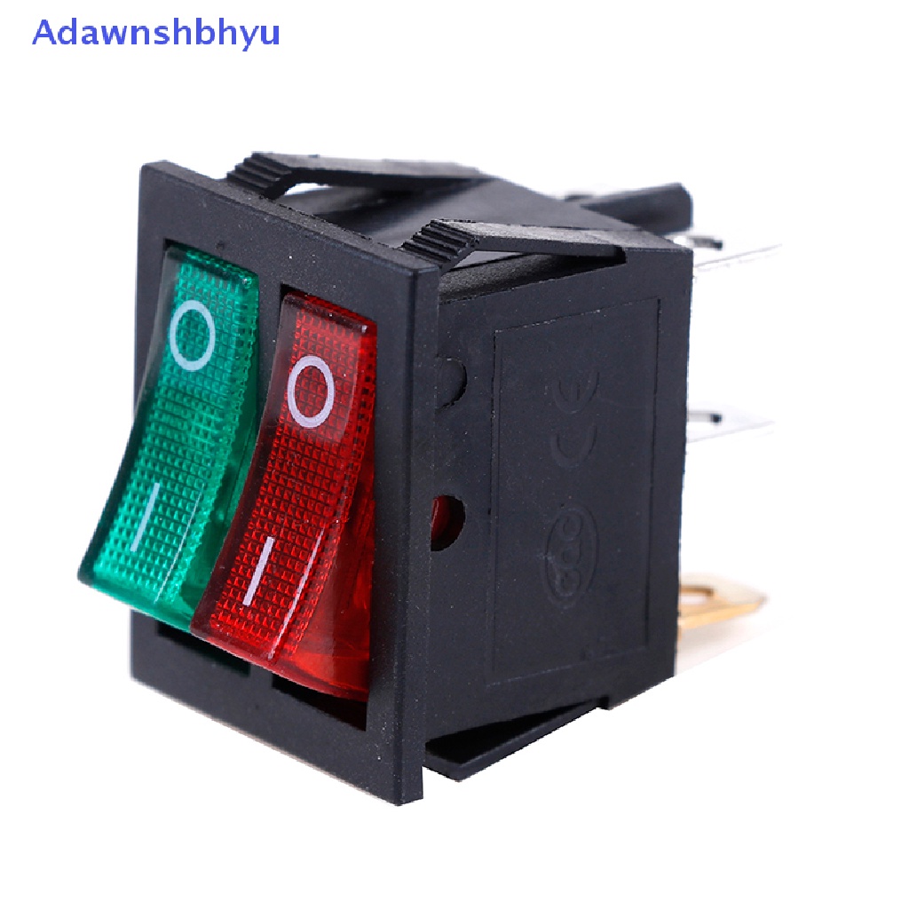 Adhyu 6pin on/off Saklar double spst rocker boat 250V /15A 125V /20A Lampu Merah Hijau ID