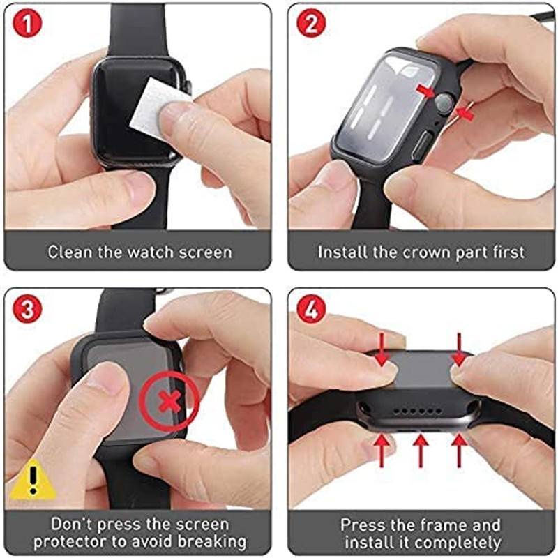Kaca+cover Untuk Apple Watch Series8 7 6 5 4 3 2 1 SE SE2 Accessorie Pelindung Layar Untuk iWatch 45mm 41mm 44mm 42mm 40mm 38mm
