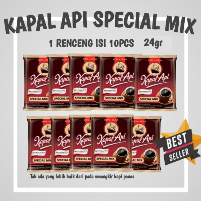 

Kapal Api Special mix Kopi dan Gula Scht 24gr isi 10pcs rencengan