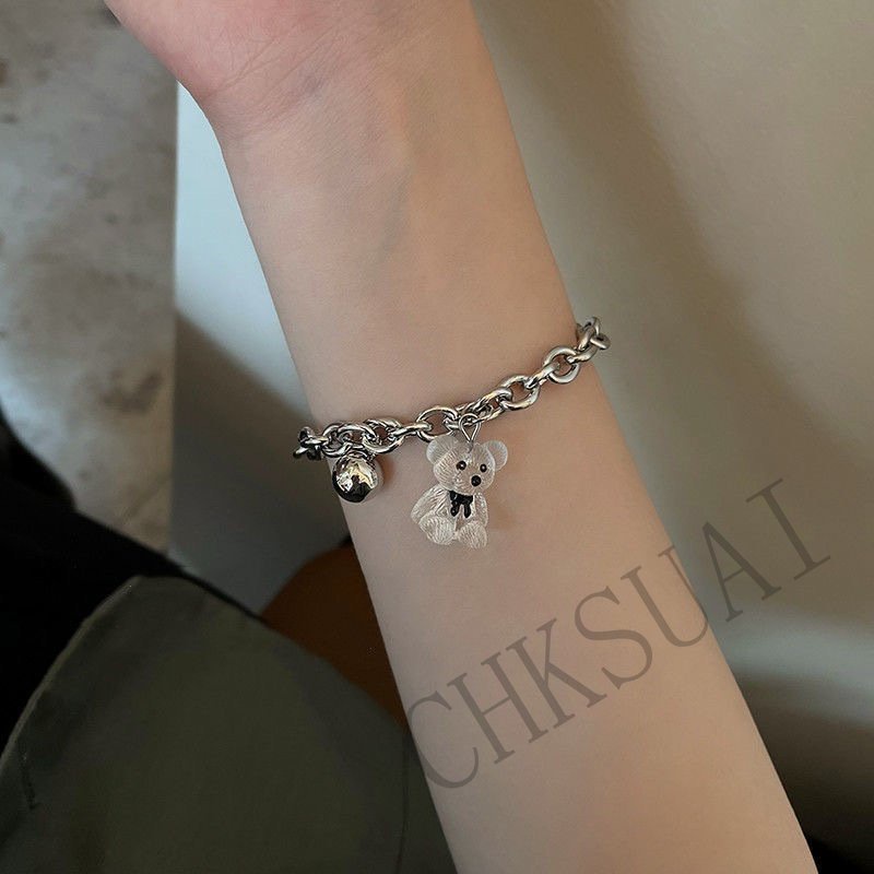 Gelang Wajah Beruang Transparan Hologram Fashion Korea