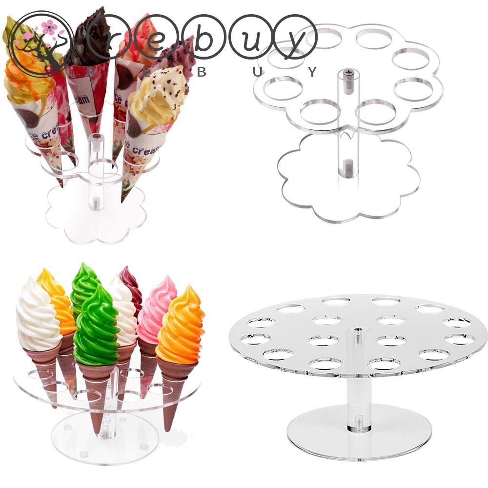 Stand Holder Display Es Krim Cone Bahan Akrilik Transparan Dapat Digunakan Kembali Untuk Pesta Pernikahan