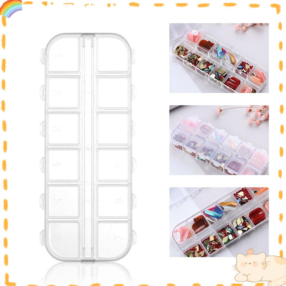 Solighter 12grids Kotak Penyimpanan Jewerly Collection Tempat Pil Obat Plastik Bening Craft Organizer