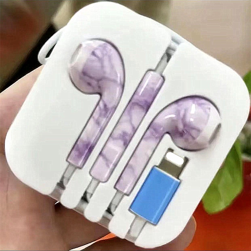 Earphone Kabel Bluetooth Pop-up Stereo Earbud Olahraga Musik Lukis Headphone 8pin Dengan Mikrofon Untuk iPhone