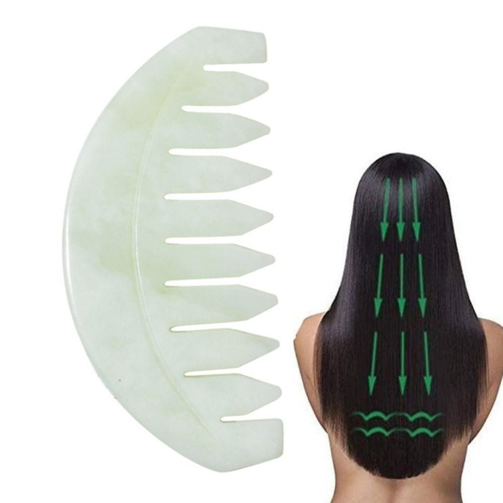 Needway   Natural Jade Sisir Rambut Wanita Stimulasi Refleksi Hadiah Kecantikan Alat Perawatan Rambut Wajah Lebih Ramping Pijat Kulit Kepala