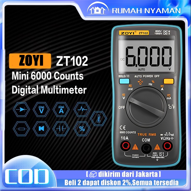 New ZOYI ZT102A / ZT100 Multimeter Digital Avometer Multitester NCV Original Mini Digital Multimeter