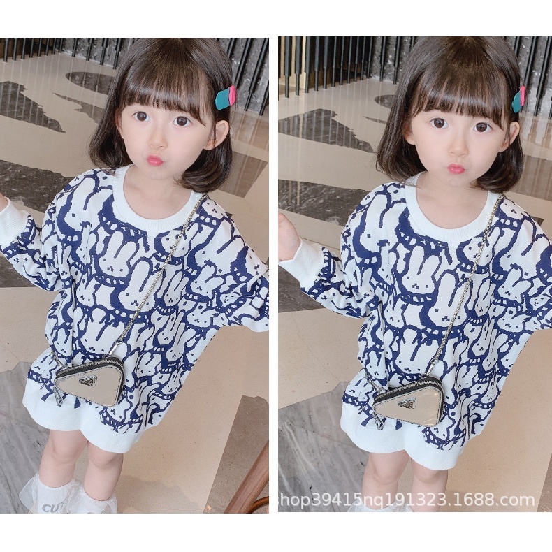 GAUN DRESS SWEATER MOTIF KELINCI ANAK PEREMPUAN CEWEK IMPORT