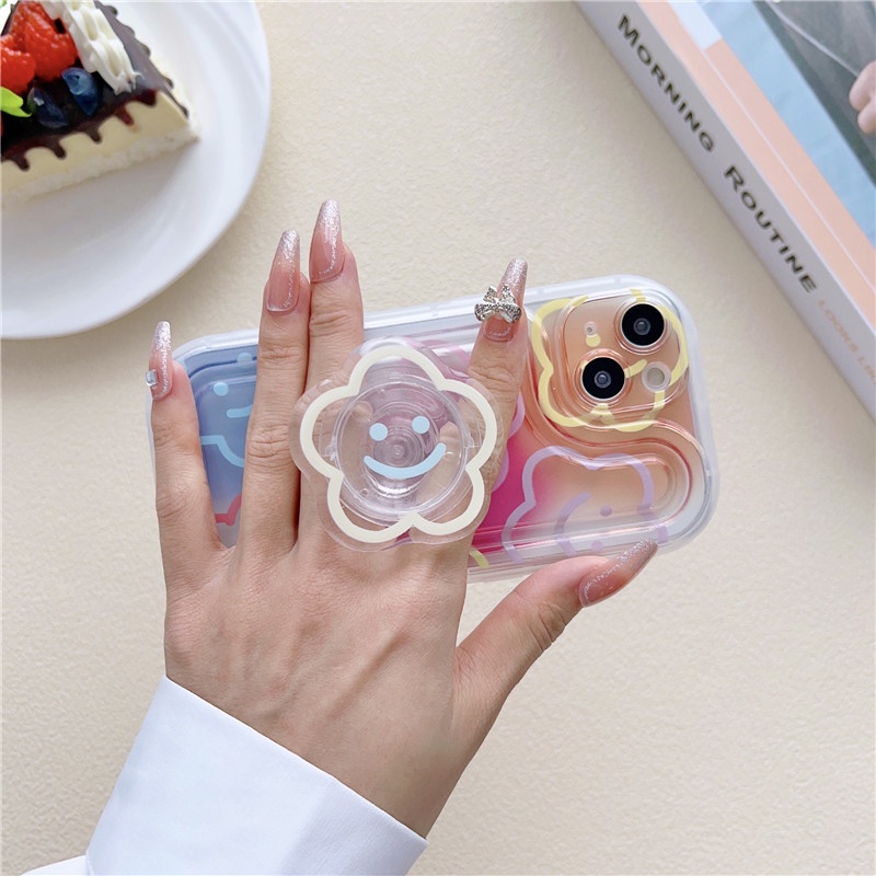 IPHONE Airbag Anti Jatuh Wajah Tersenyum Bunga Casing Ponsel Iphone11 12 13 14 Pro Max X Xs Max Xr 7 8 Plus Shockproof Case Cover