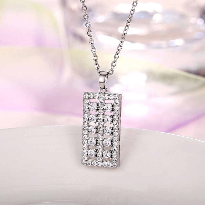 Fashion Pengantin Wanita Pernikahan Kalung Geometris Persegi Panjang Berbentuk Liontin Kalung Dengan Batu Cubic Zirconia Perhiasan Trendi Untuk Wanita
