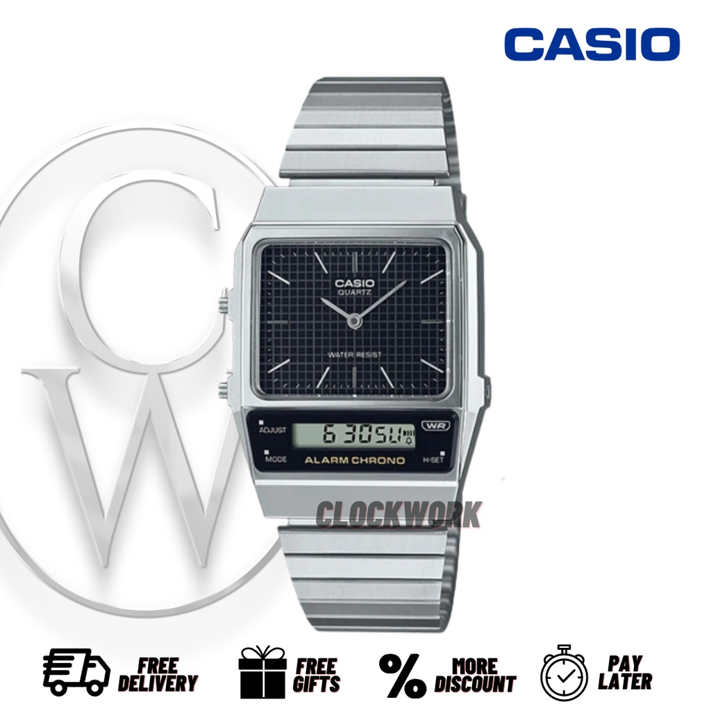 Jam Tangan Pria Casio Vintage AQ-800E-1ADF / Casio AQ800E-1A Analog-Digital Vintage Retro Simple Cla