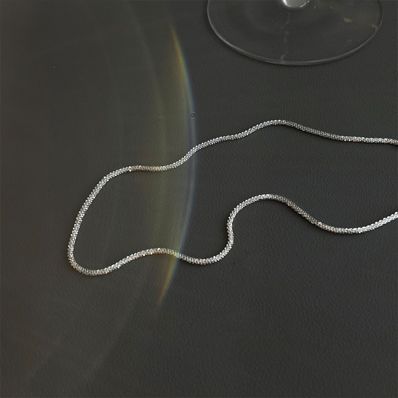 Papaozhu 1 Pc Chic Bersinar Perak Sequin Choker Kalung Wanita Perempuan Elegan Bersinar Tulang Selangka Rantai Kalung Trendi Perhiasan Aksesoris