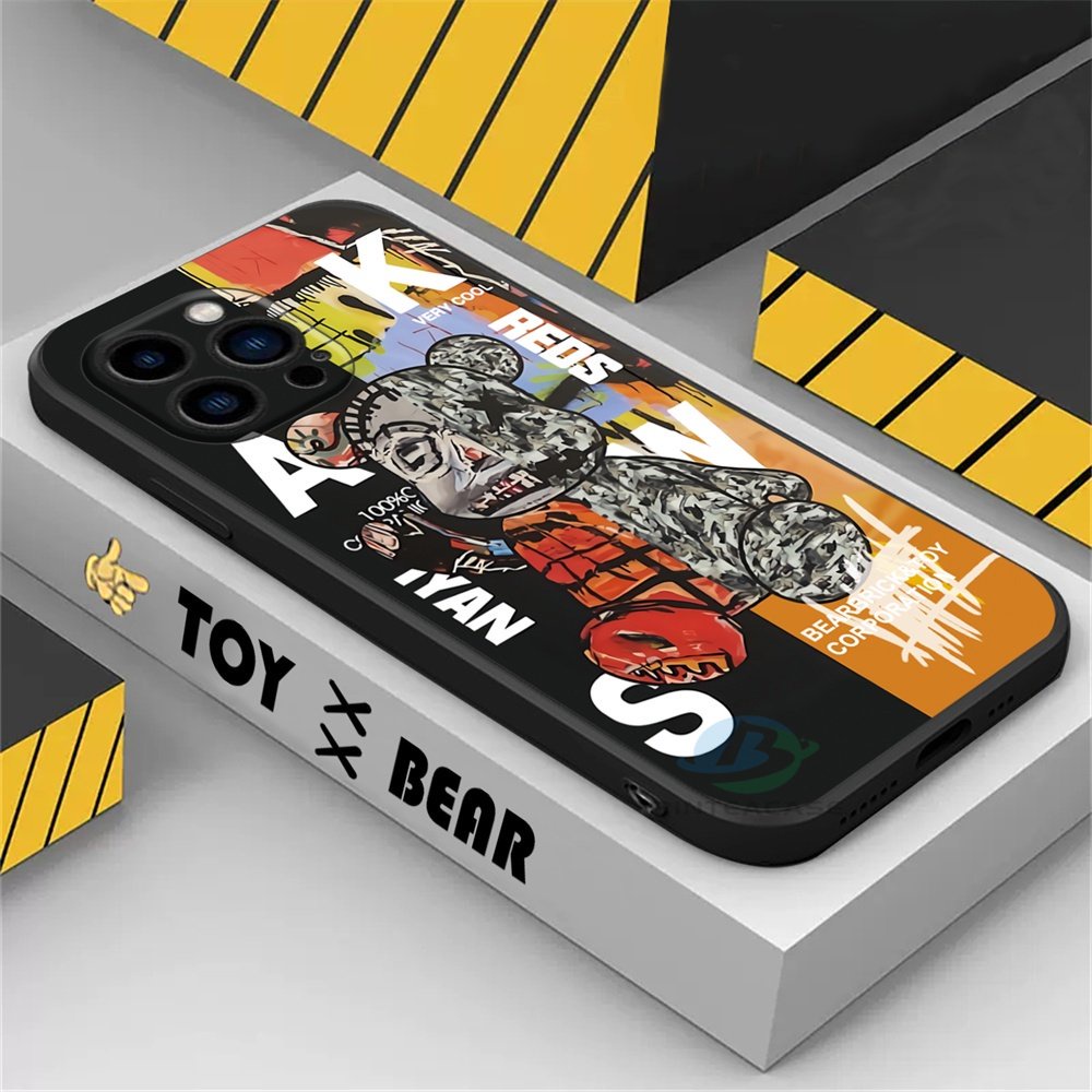 Case Kompatibel Untuk iphone 14 Pro Max 14Pro 13ProMax 12 12ProMax 11 11Pro 11ProMax 6 7 8 XR XS Max SE 2020 Graffiti Kamuflase Beruang Soft Silicone Phone Case Binteacase