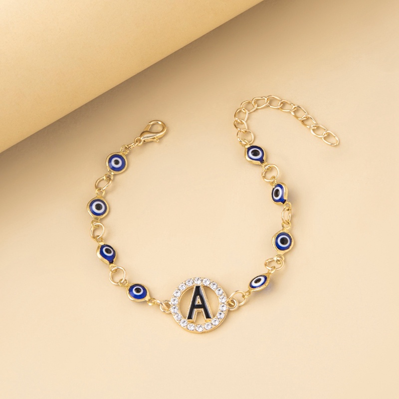 Wanita Biru Evil Eye Rantai Perak Adjustable Huruf Gelang Vintage Turki Evil Eye Charm Wristband Bracelets