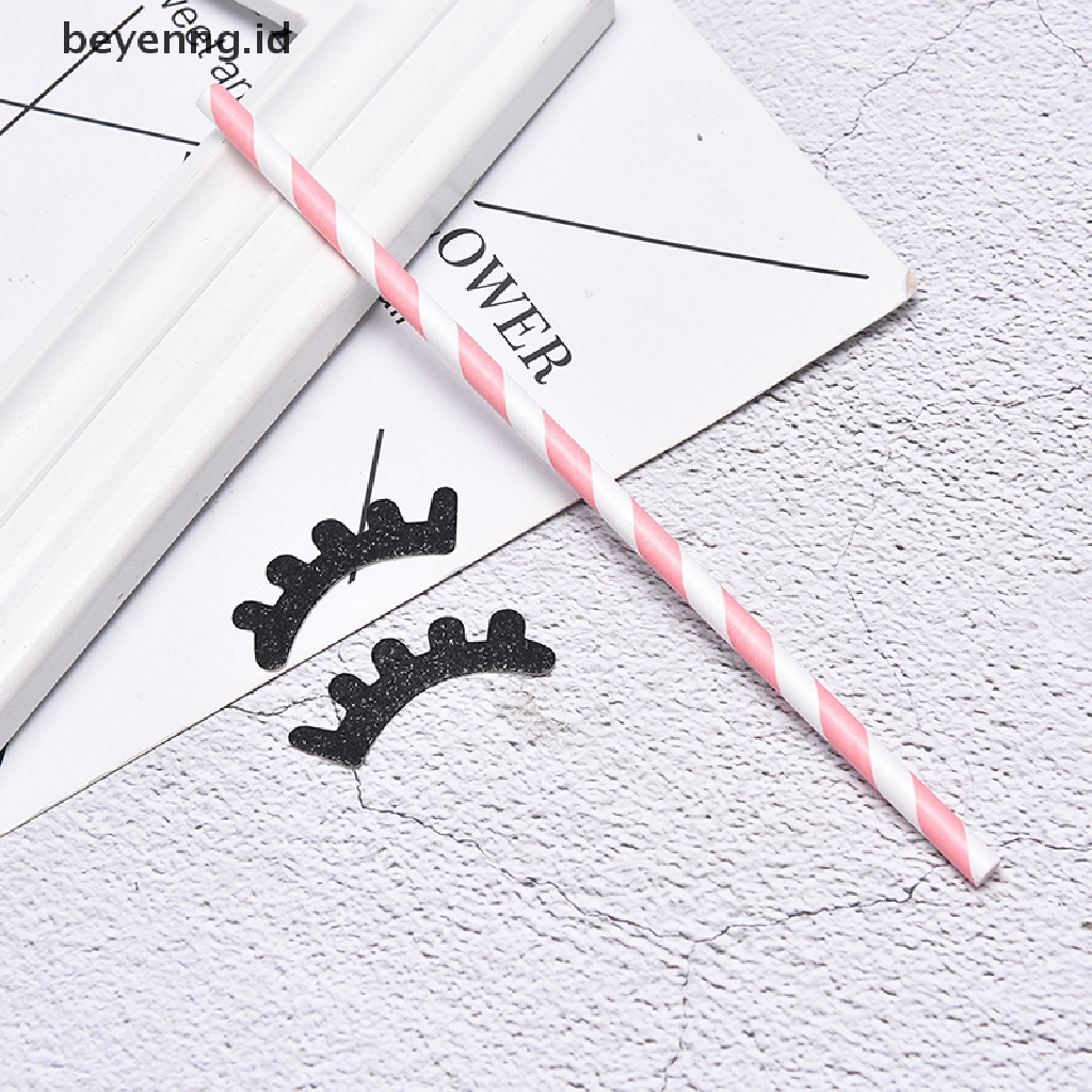 Beyen 3pcs/Set Unicorn Horn Eyelashes Birthday Cake Topper Decor Party Ornament Prop ID