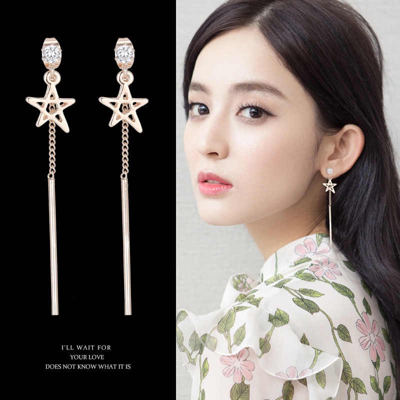 Anting Rumbai Bintang Tahun Baru Gaya Baru Anting Korea Trendi Temperamen High-End Anting Influencer Atmosfer Gaya Panjang Perempuan