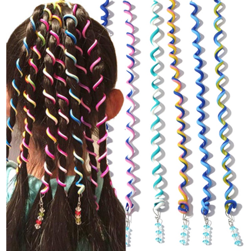 6pcs/set Ins Gaya Gadis Manis Lembut Artefak Rambut Band/Warna-Warni DIY Twist Braid Curly Alat Styling Rambut Anak Aksesoris