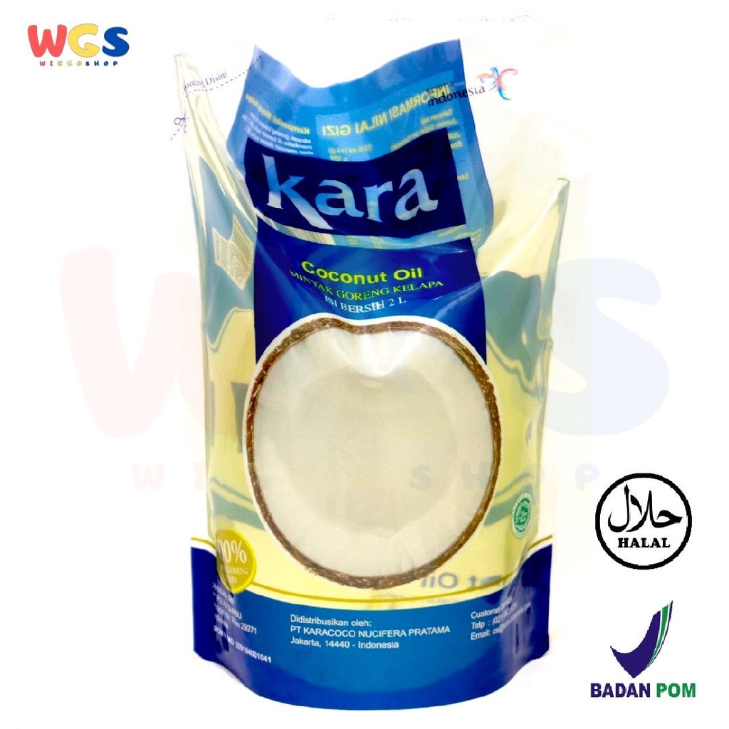 Kara 100% Coconut Oil 2 Ltr - Coconut Cooking Oil - Minyak Masak