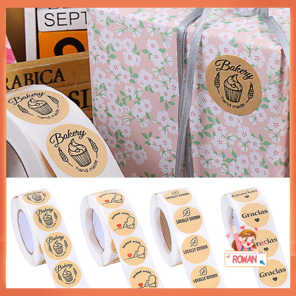 R-flower 500PCs/Roll Bakery Sticker Hadiah Dekor Perekat Label Seal Sticker Box Decor Label Untuk Makanan Panggang Kue Roti