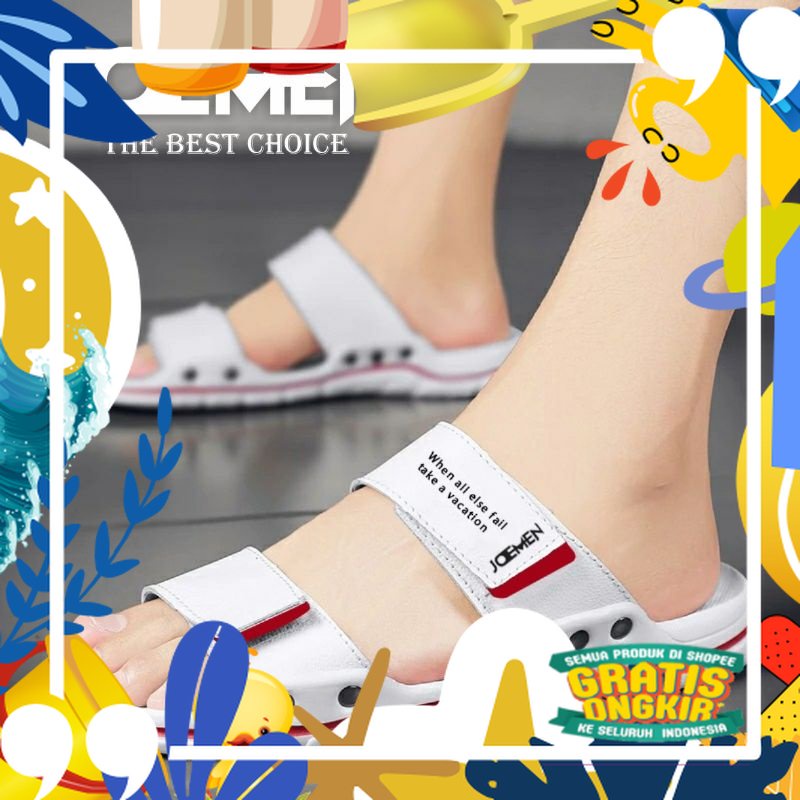 Sandal Pria Terbaru Joemen S 06 Sandal Pria Original Selop Kekinian/ merah putih biru polos