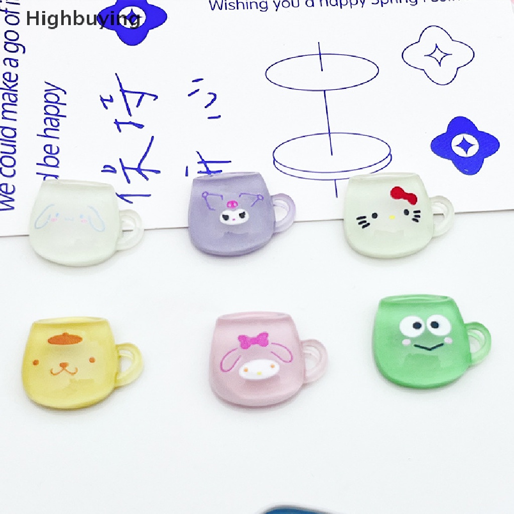 Hbid 10Pcs Sanrio Kartun Bercahaya Cangkir Kecil Diy Handmade Resin Aksesoris Jepit Rambut Patch Glory