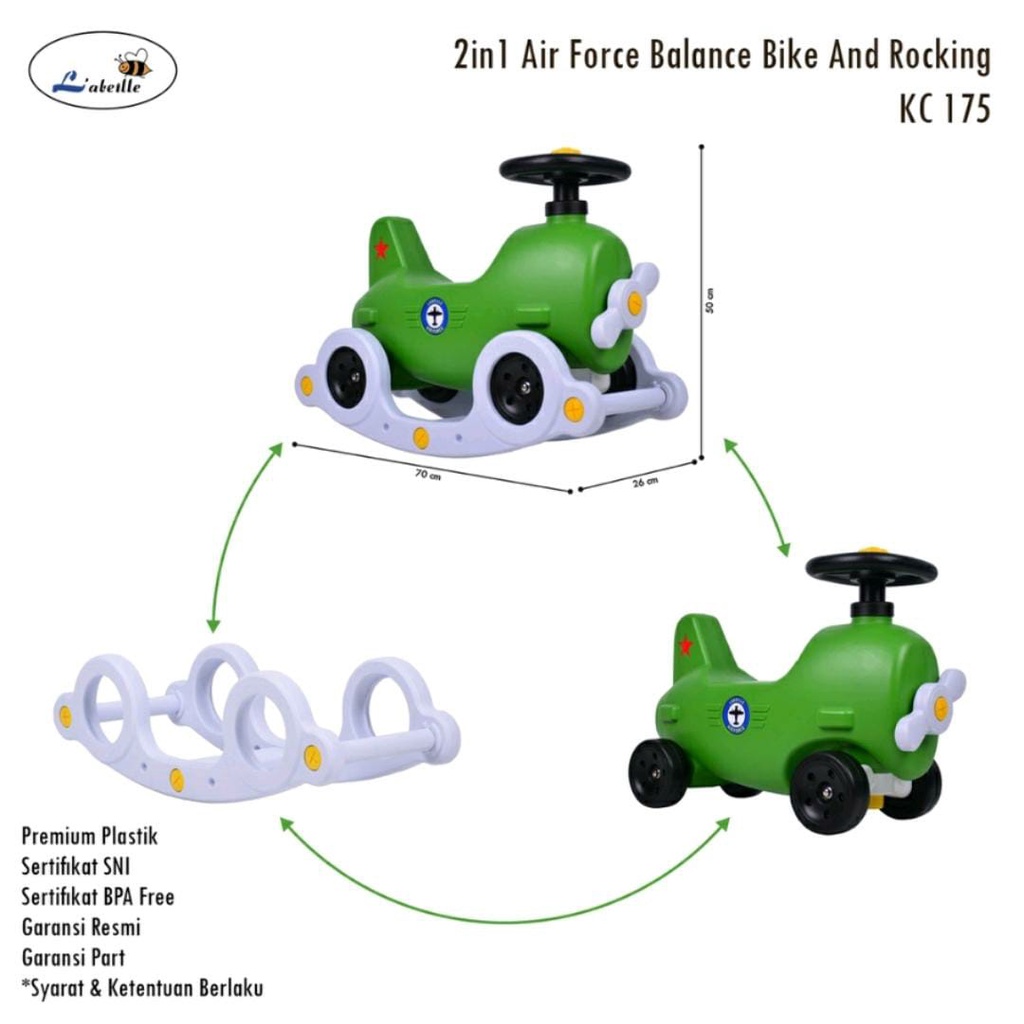 LABEILLE 2IN1 AIR FORCE BALANCE BIKE ROCK KC 175