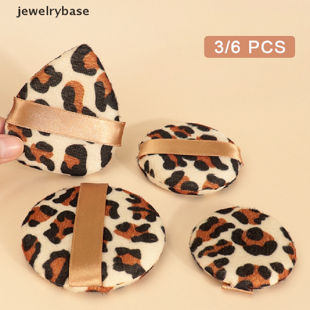 [jewelrybase] 3/6pcs Segitiga Bulat Flocking Powder Puff Flowers Spons Makeup Wajah Mini Lembut Butik