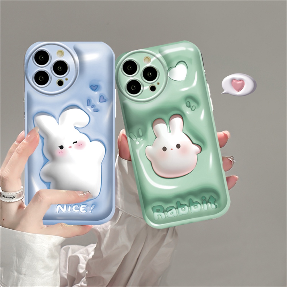 Case Kelinci Baru Samsung A14 A04 A04S A13 A03 A03S A12 A52 A52S A21S A50 A50S A30S A20 A10S A10 A11 M11 J7 Prime J7 Pro J6Prime J6Plus Kartun Lucu Bantal Udara TPU Phone Cover