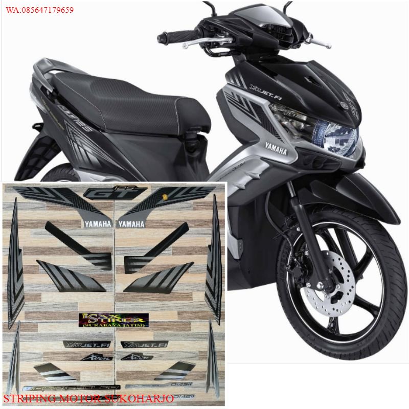 (ORI) striping original Yamaha Xeon GT 125 hitam silver tahun 2014 2015 KUALITAS ORIGINAL TERMURAH