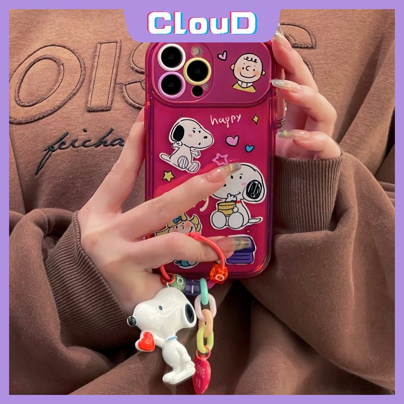 Casing Cermin Make Up Flip Kreatif Kompatibel Untuk IPhone 7Plus 11 14 13 12 Pro Max XR 7 8 Plus X XS Max SE 2020 Kartun Lucu Snoopy Shockproof Lembut TPU Phone Cover