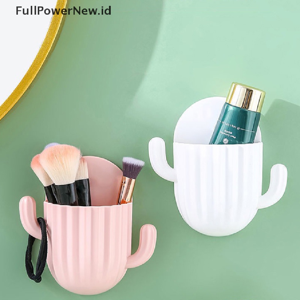 Power Makeup Brush Toothbrush Holder Dinding Perekat Diri Seamless Rak Penyimpanan Kaktus ID