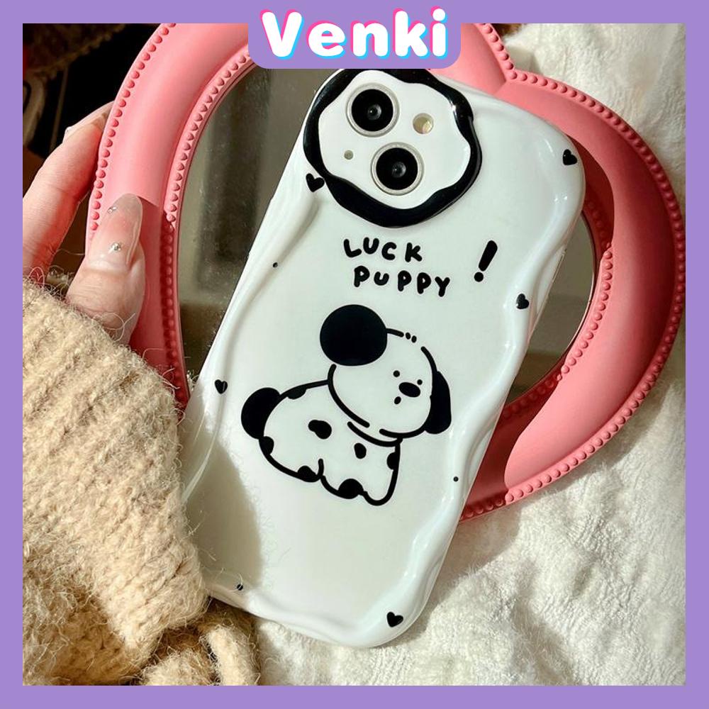 Case iPhone 11 Pro Max TPU Soft Glossy White Curved Wave Case Cute Cartoon Dog Camera Protection Shockproof For iPhone 14 13 12 11 Plus Pro Max 7 Plus X XR