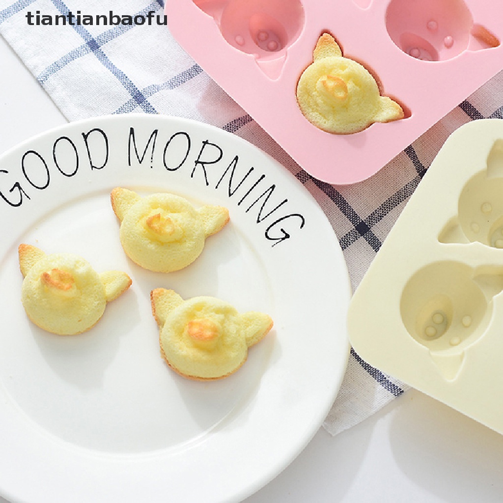 [tiantianbaofu] 1pc 4even Cute Pig Silicone Cake Mold DIY Kue Coklat Dapur Cetakan Kue Butik