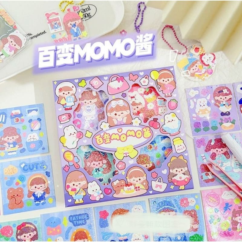 Stiker Glitter Planner Scrapbook Tempel Dekorasi Sticker Cute Aesthetic