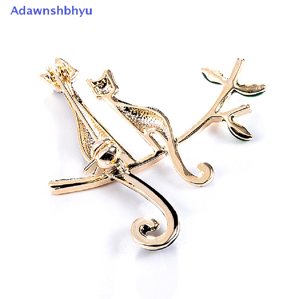 Adhyu Enamel Cartoon Couple Cat Branch Brooch Pin Collar Decor Badge Banquet Jewelry ID