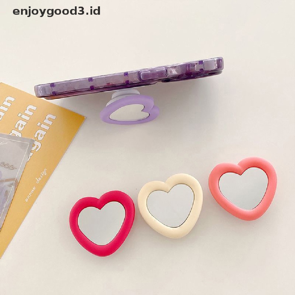 [Rready Stock] Ins Korea Lucu Cinta Hati Cermin Malas Griptok Untuk iPhone 14pro Silikon Phone Holder Ring Support Stand Grip Tok Hadiah (ID)