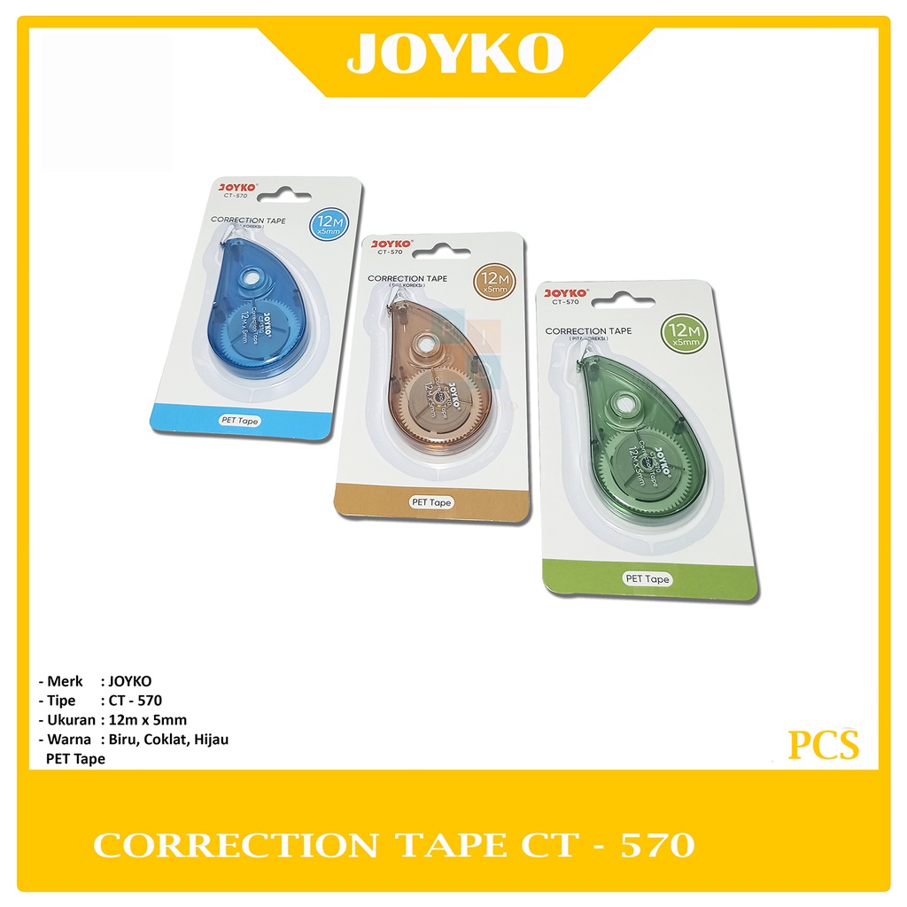 

Joyko Tip-ex Kertas Correction Tape CT - 570 12m x 5mm Pcs