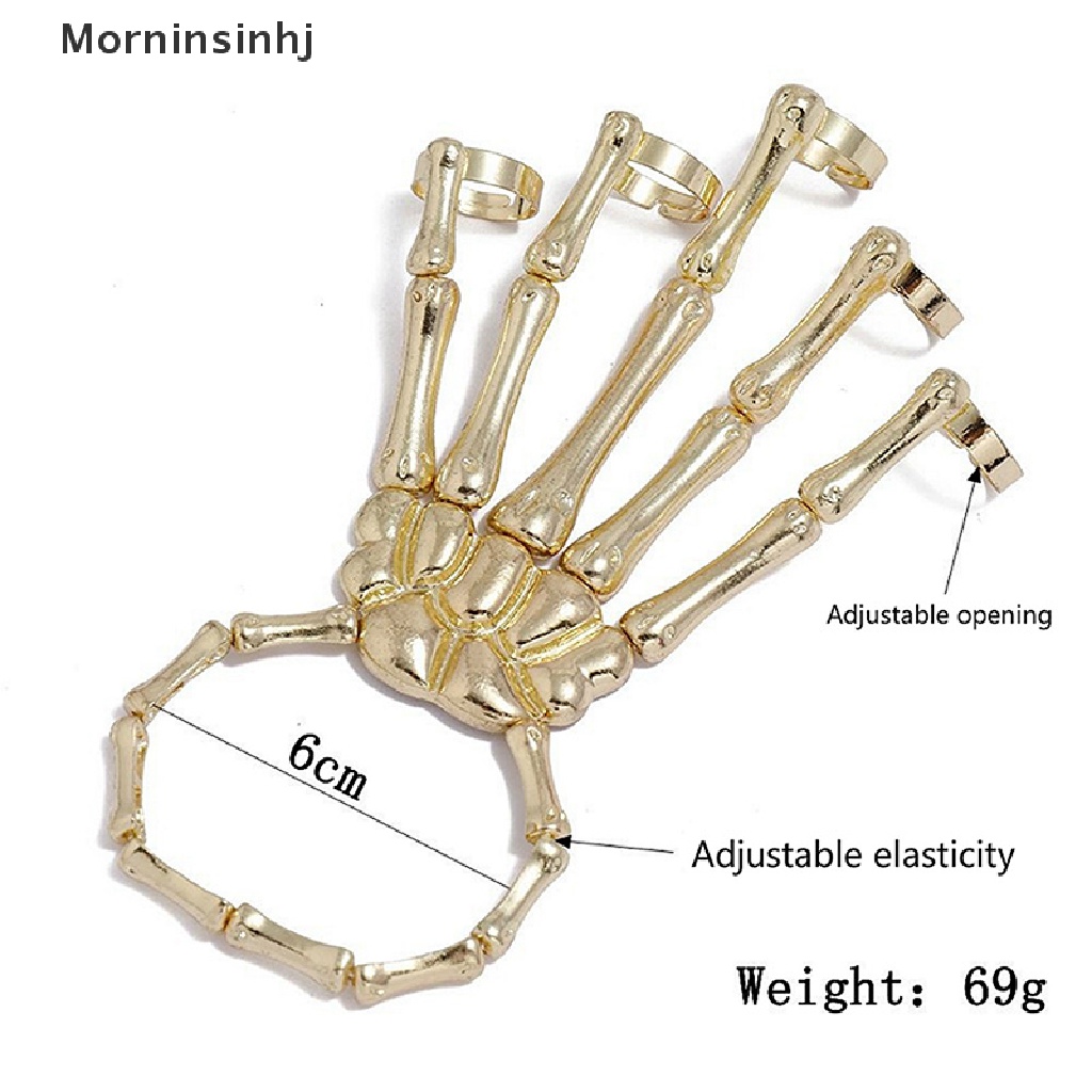 Mornin Steam Punk Gelang Gothic Tangan Tengkorak Kerangka Adjustable Bangles Perhiasan id